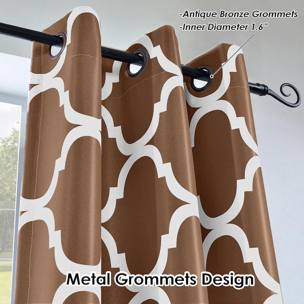 Melodieux 42x63 Coffee Brown Moroccan Grommet Curtain Panel Blackout Insulated 1